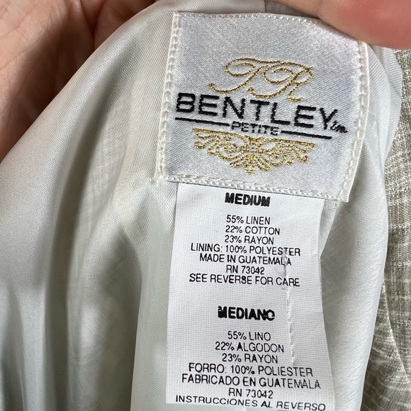 VINTAGE 90’s Neutral Plaid Linen Cotton Blend Womens Blazer Medium - Picture 8 of 8